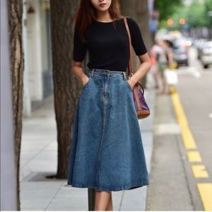 Vintage Denim Parisian Midi Skirt
